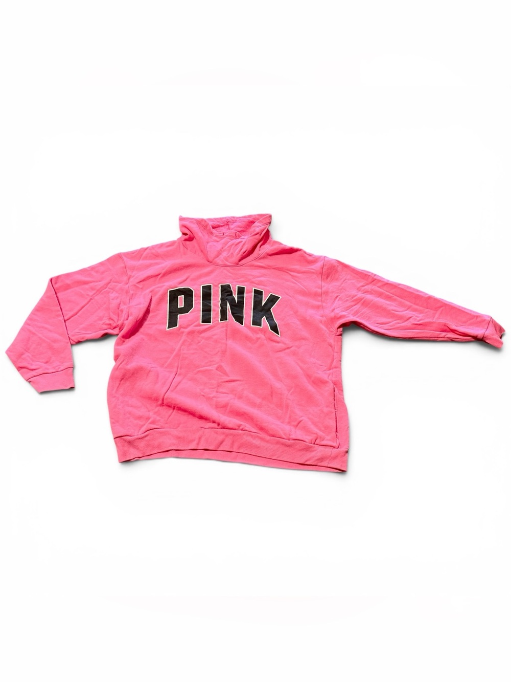 Victoria's Secret PINK oversized cowl neck sweatshirt Pink with Black Letters XL